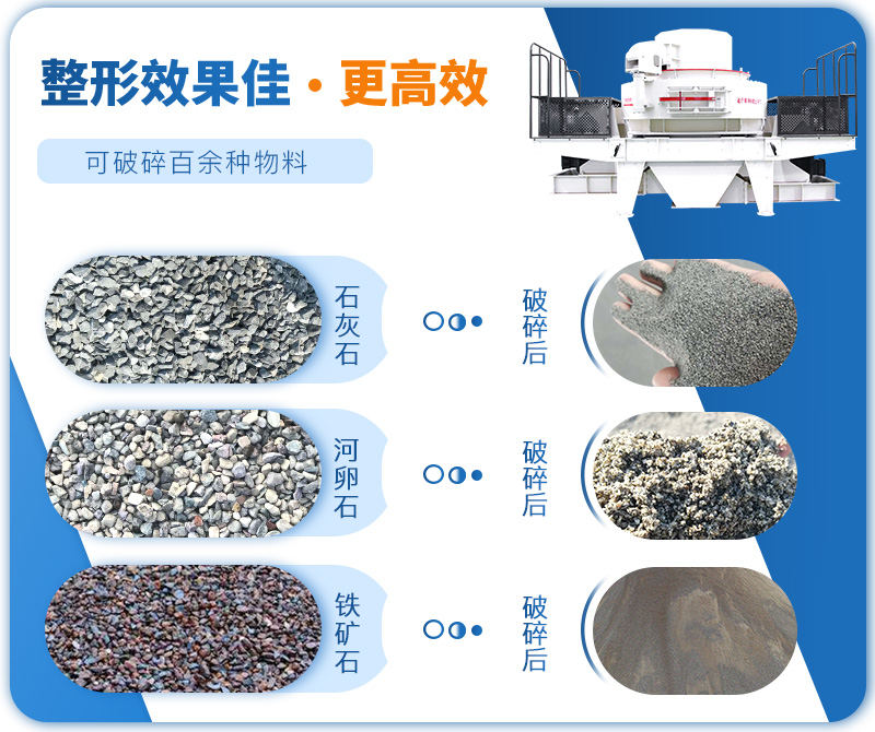 制砂機成品粒度多樣化，各種石料都不怕